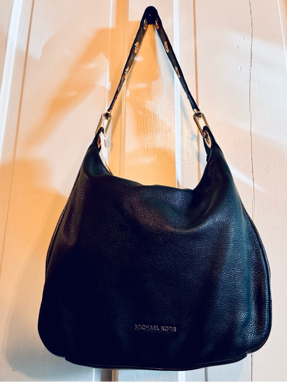 NWOT Michael Kors Black Pebbled Leather Shoulder Hobo + Quilted leather wallet